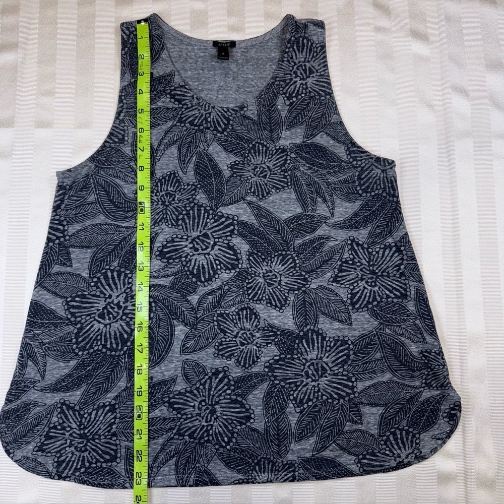 J. Crew Floral Tank Top Gray Navy Sleeveless Blouse Size Small Casual Summer - Picture 7 of 10